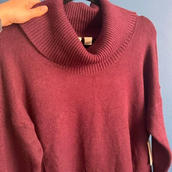 Moth Anthropologie Sweater Dress Women's Size XL NWT Burgundy Knit Turtleneck - Picture 5 of 8